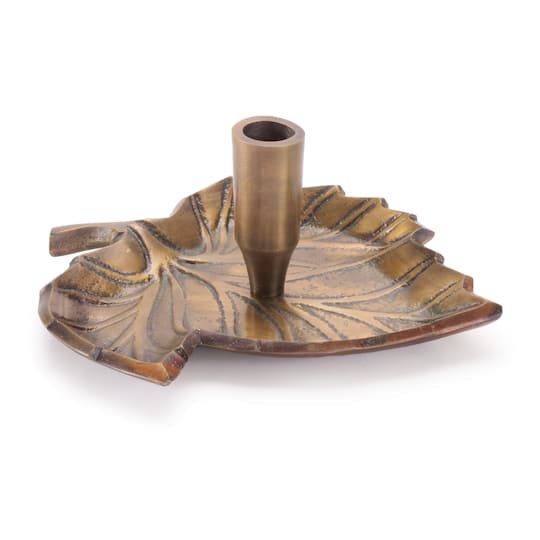 5.75" Metal Leaf Taper Candle Holder